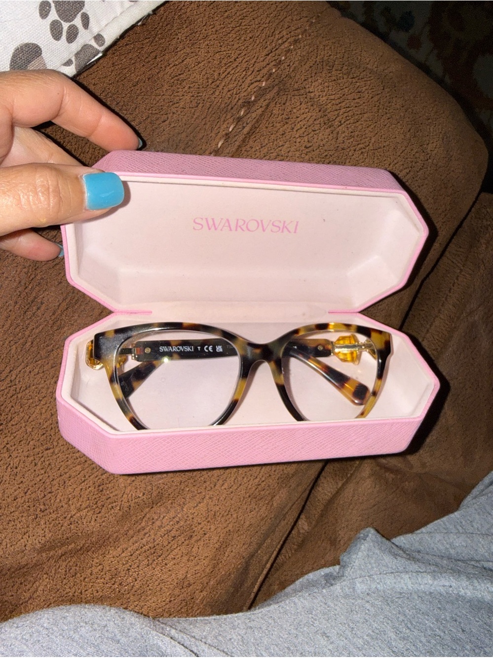 Swarovski prescription glasses with Pink Case with Embossed S Logo